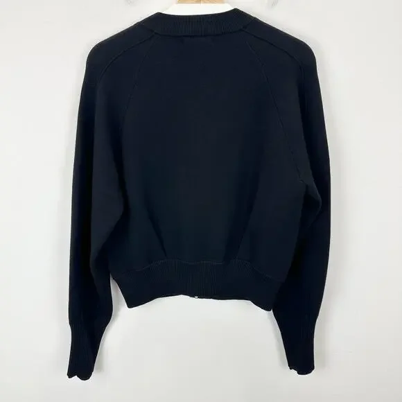 NEW Athleta Sequoia Zip Up Sweater Cardigan Bomber Long Sleeve Black Medium - Picture 7 of 13